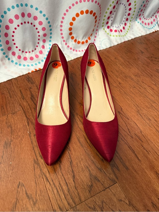 Nine West Shoes - Nine West Burgundy Pointed-Toe Satin Pumps
